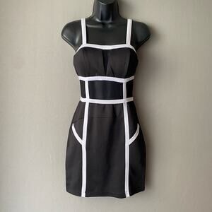 XOXO sz S black white sheer mid‎ drift mini party dress